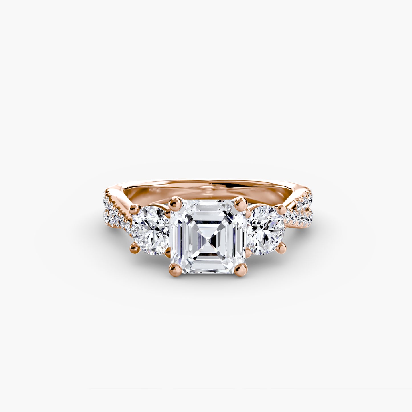 2.3mm | Accented Twist Three-Stone Engagement Ring