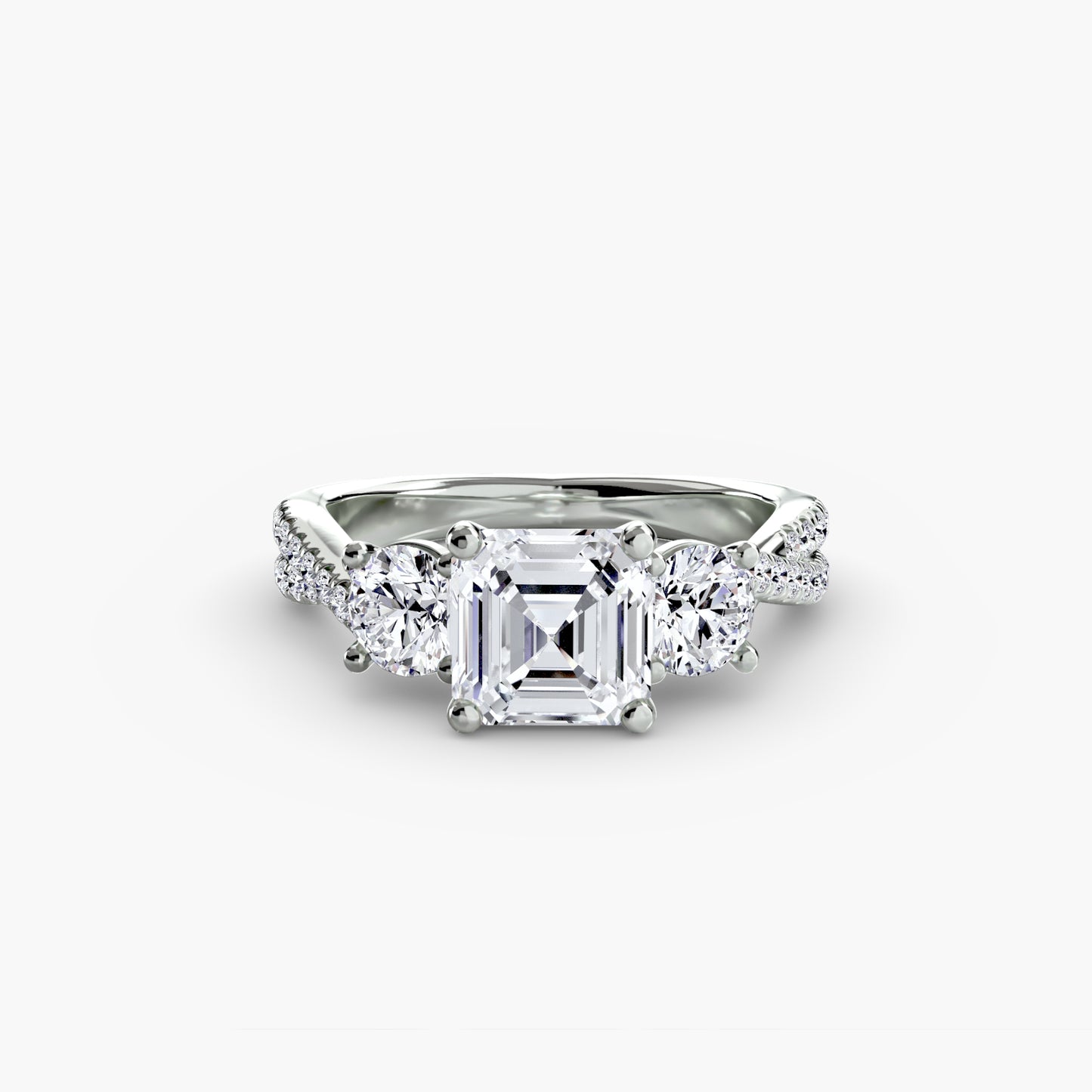 2.3mm | Accented Twist Three-Stone Engagement Ring