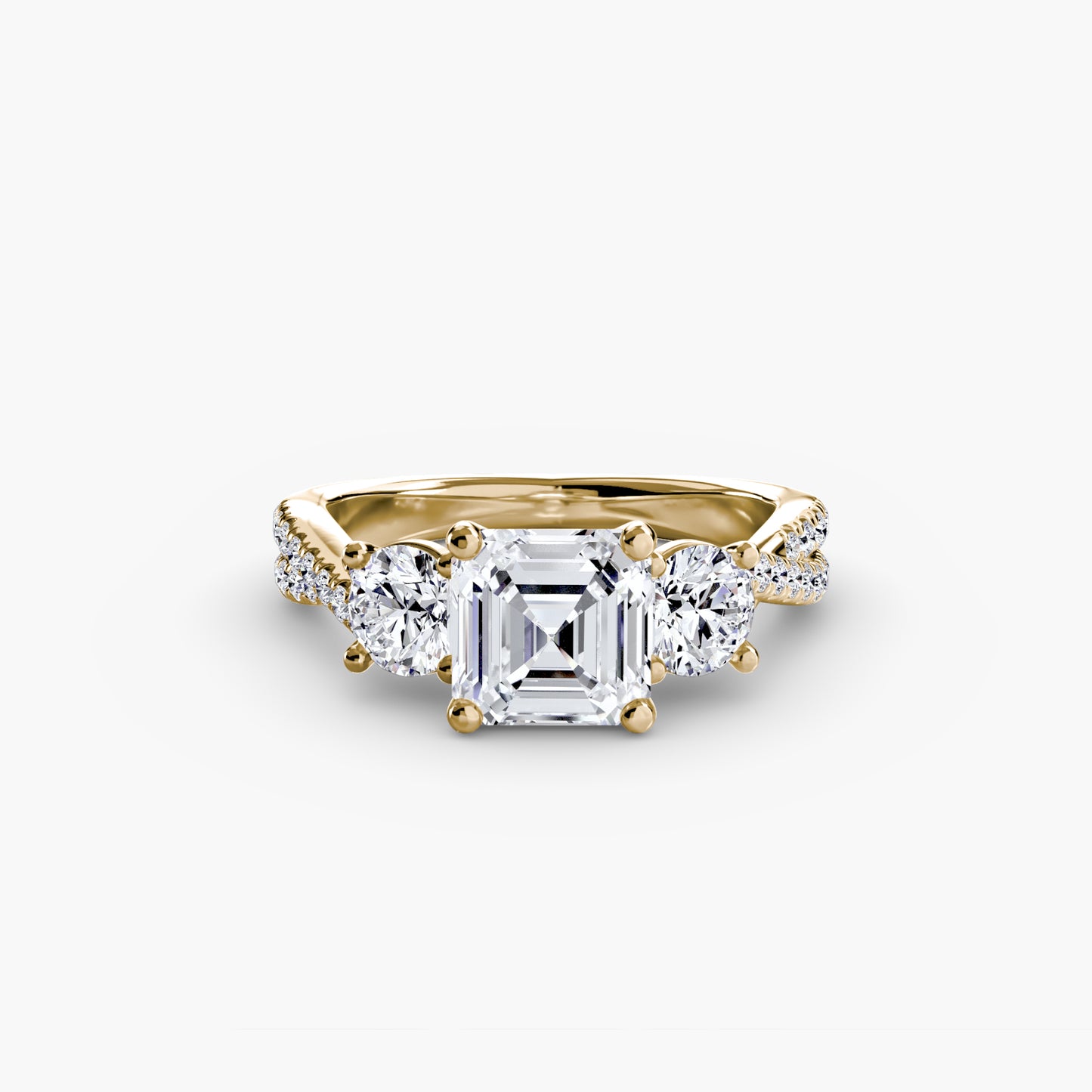 2.3mm | Accented Twist Three-Stone Engagement Ring