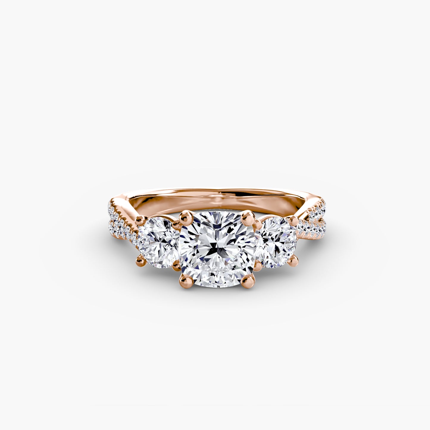 2.3mm | Accented Twist Three-Stone Engagement Ring