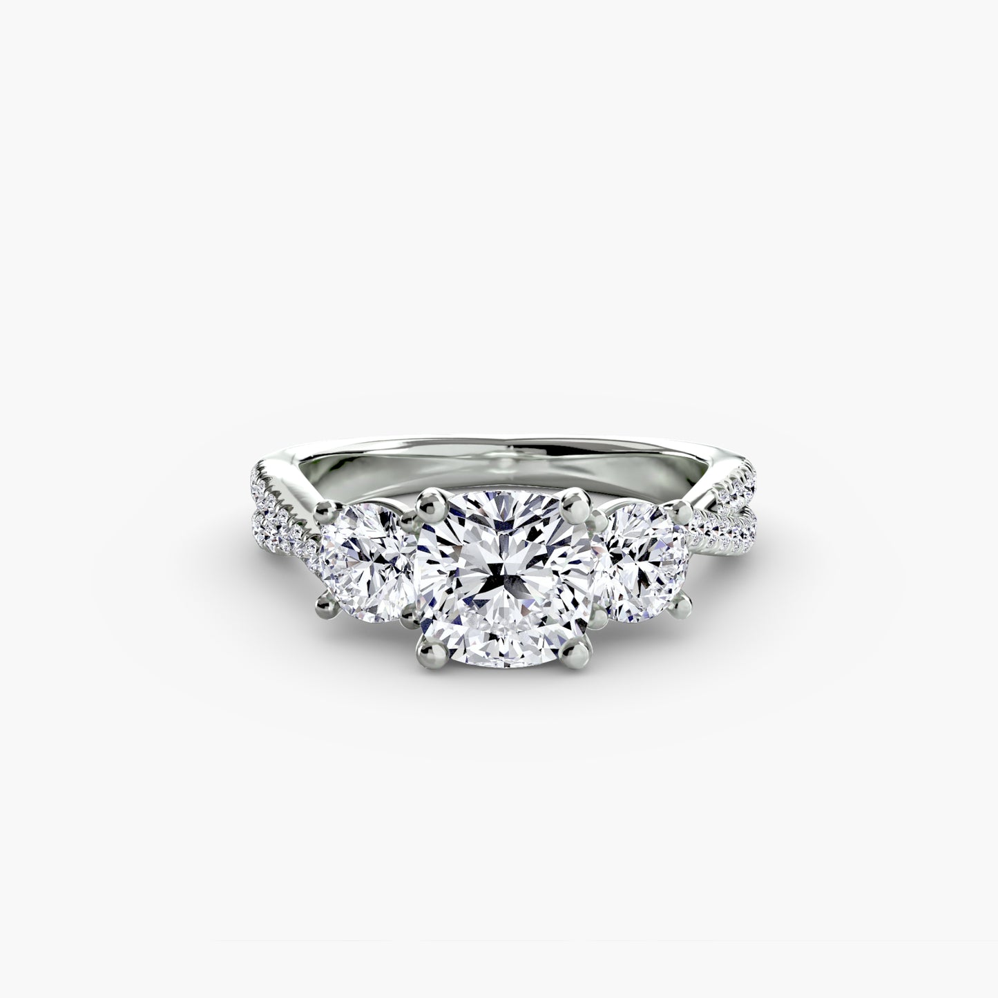 2.3mm | Accented Twist Three-Stone Engagement Ring