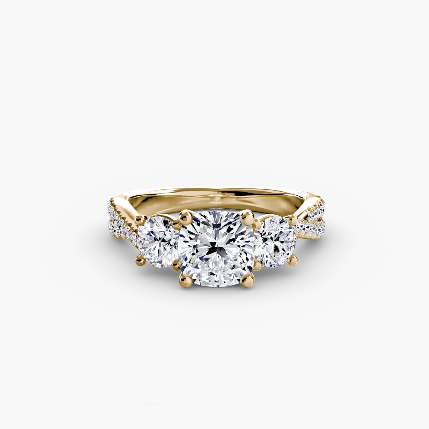 2.3mm | Accented Twist Three-Stone Engagement Ring