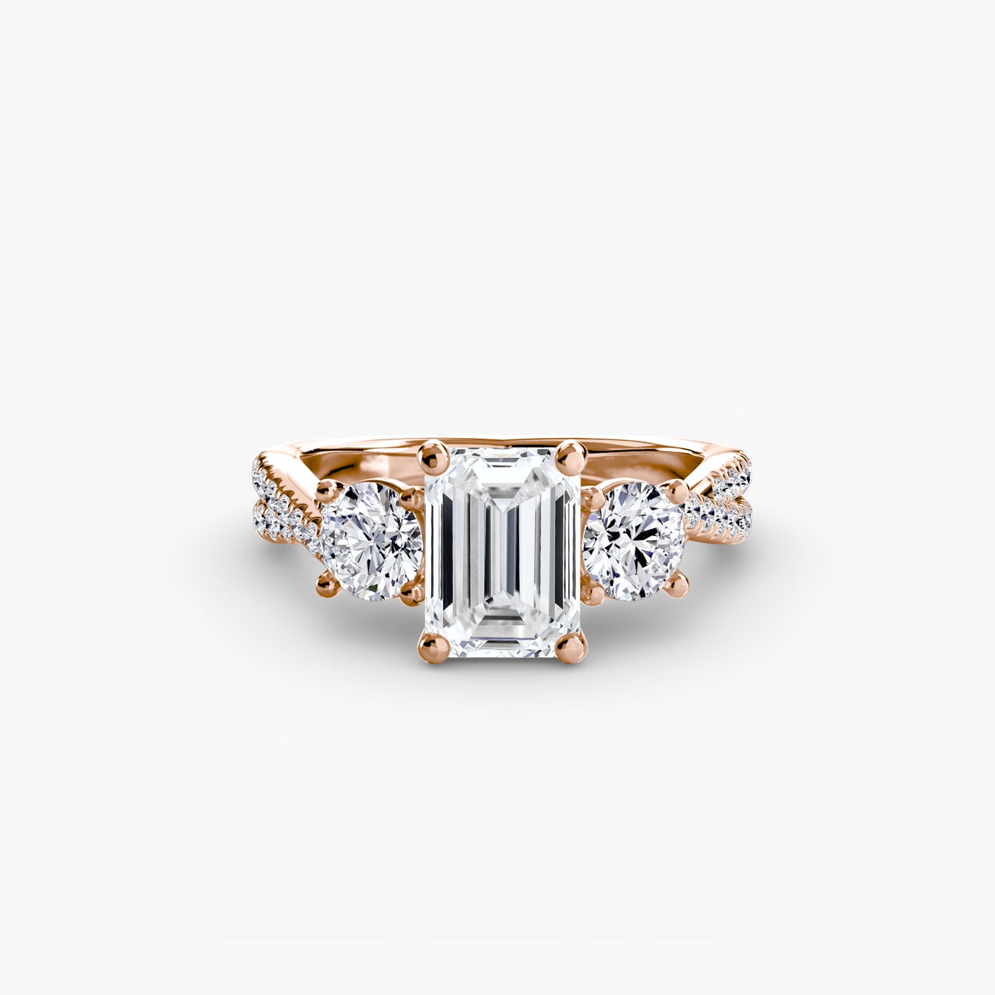 2.3mm | Accented Twist Three-Stone Engagement Ring