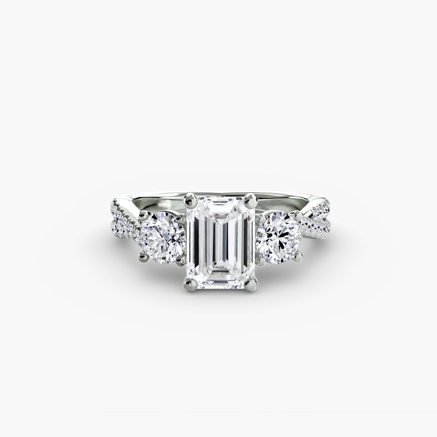 2.3mm | Accented Twist Three-Stone Engagement Ring
