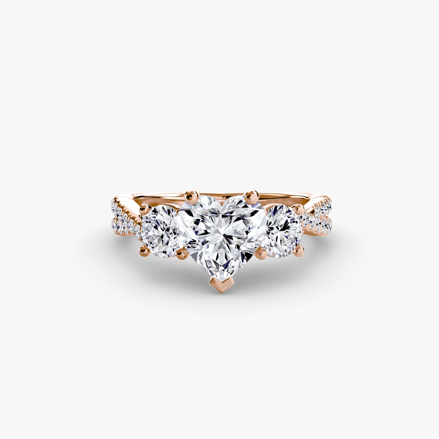 2.3mm | Accented Twist Three-Stone Engagement Ring