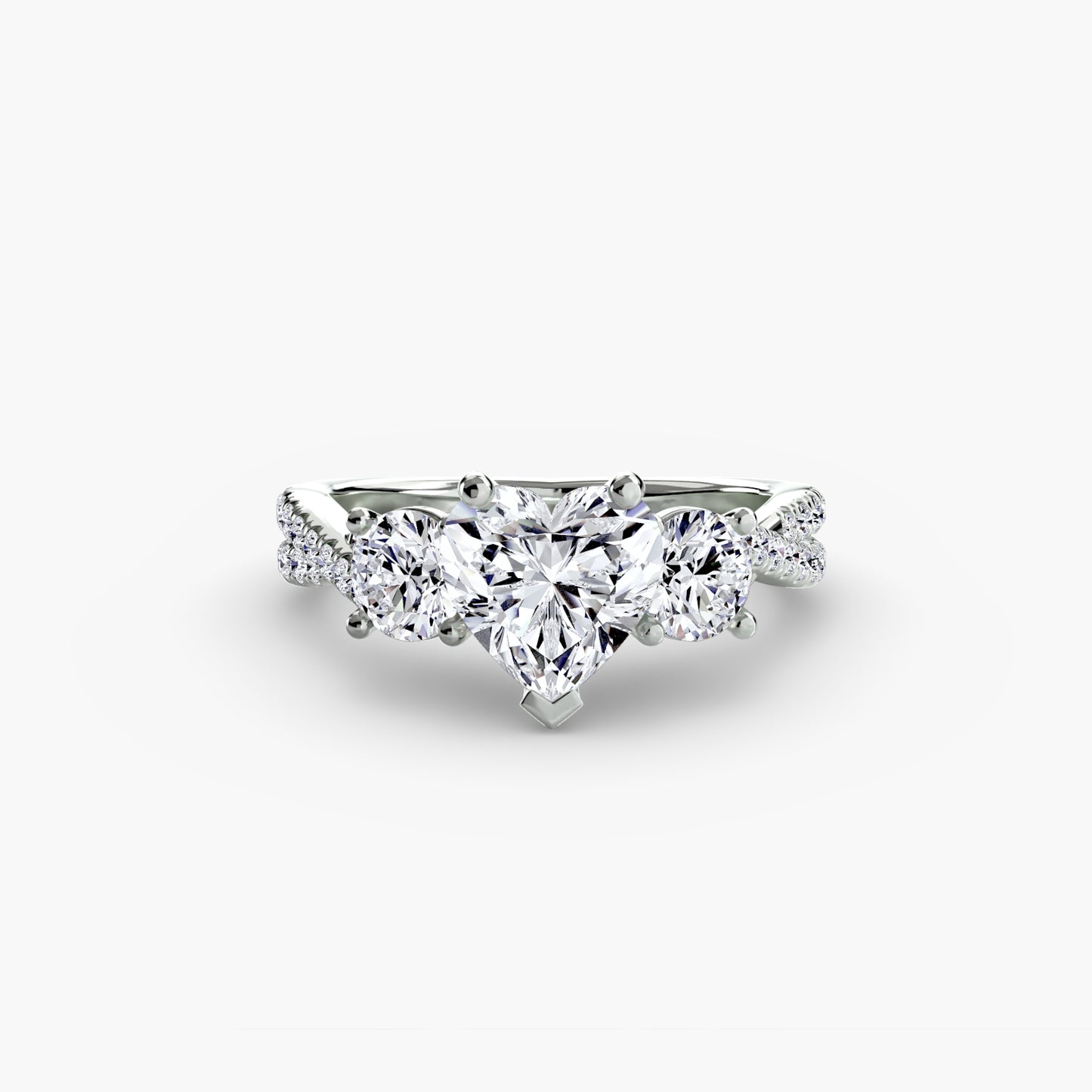2.3mm | Accented Twist Three-Stone Engagement Ring