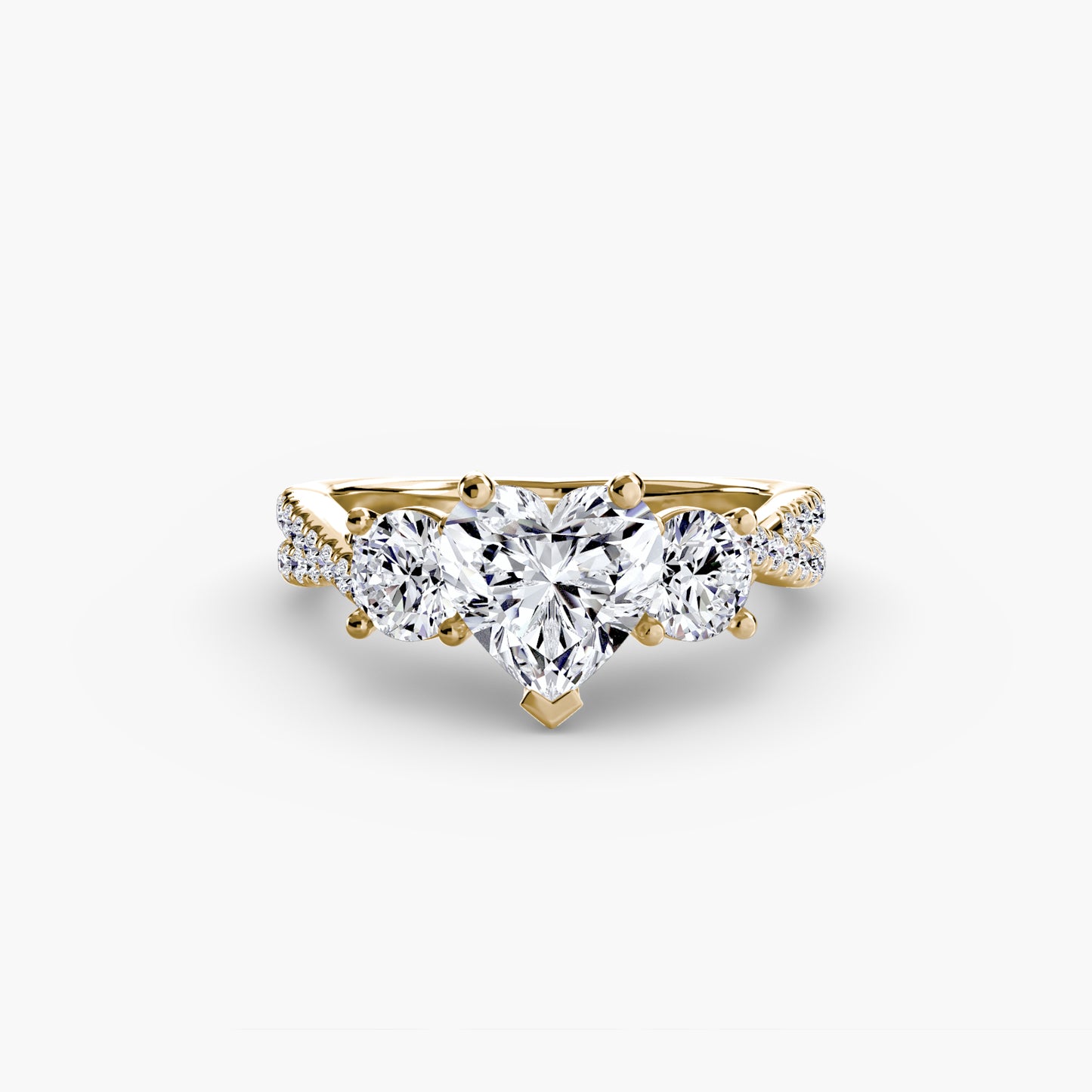 2.3mm | Accented Twist Three-Stone Engagement Ring