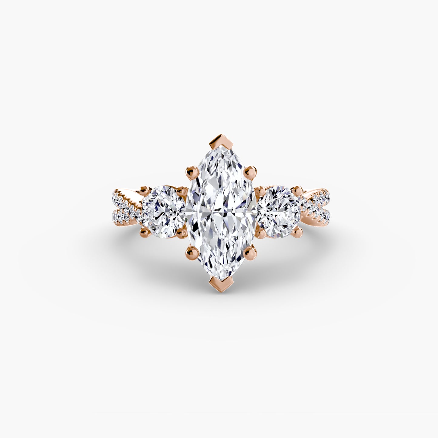 2.3mm | Accented Twist Three-Stone Engagement Ring