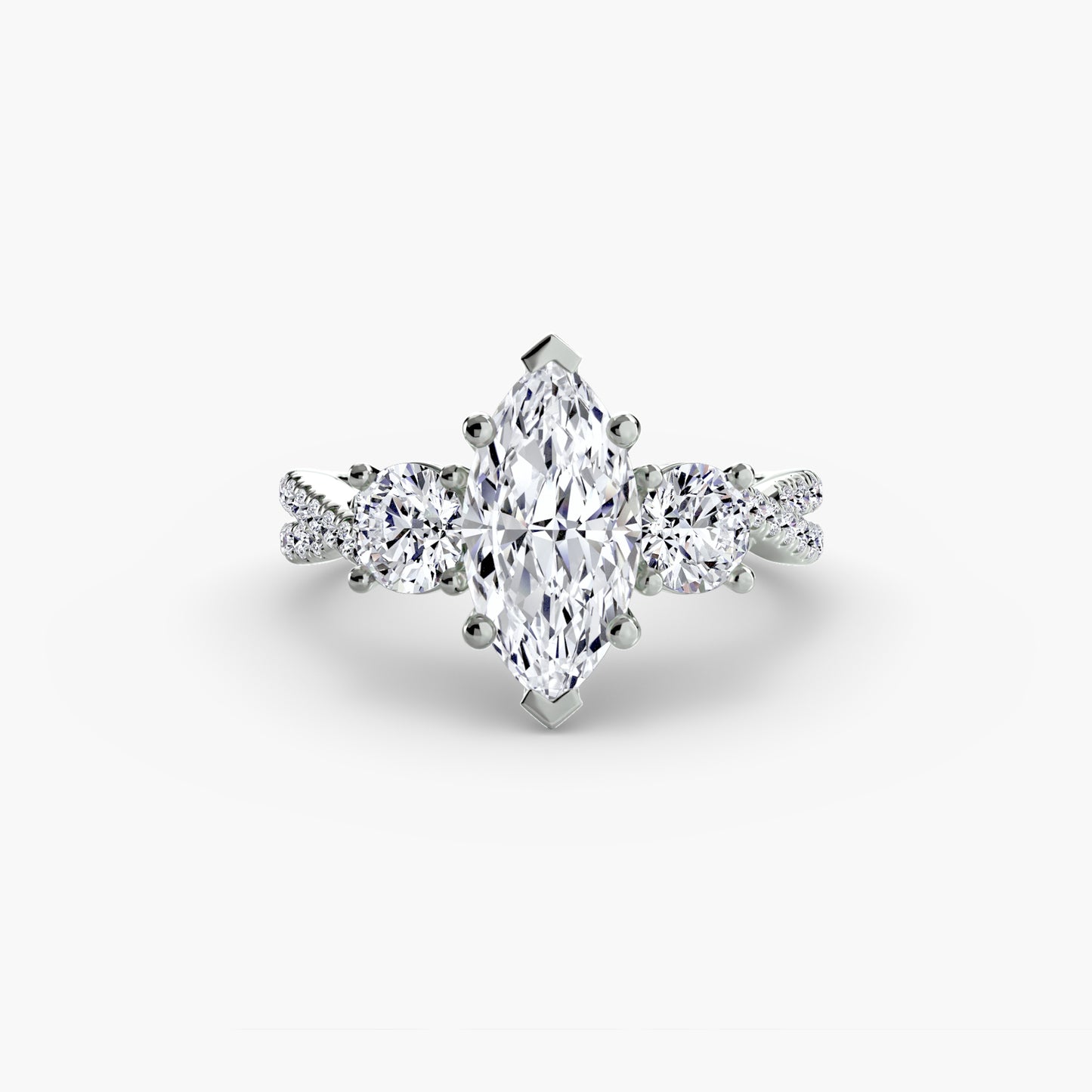 2.3mm | Accented Twist Three-Stone Engagement Ring