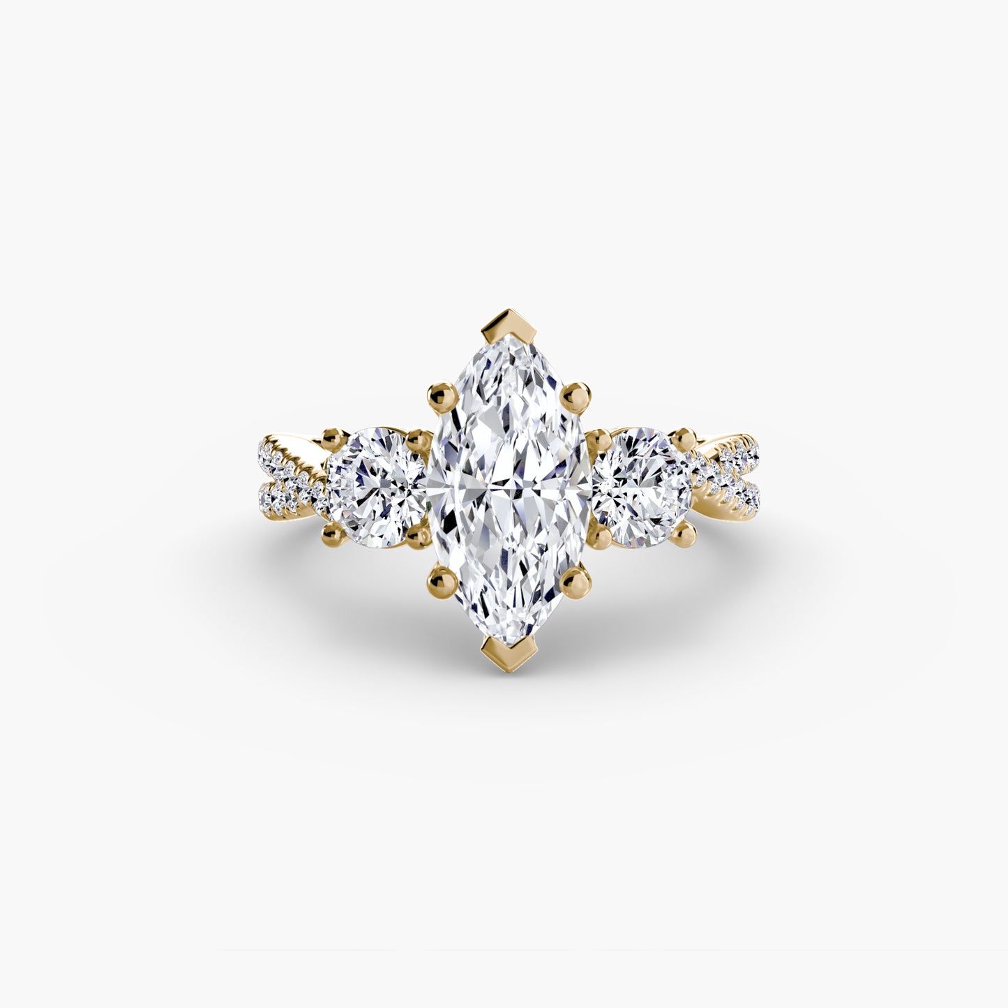 2.3mm | Accented Twist Three-Stone Engagement Ring