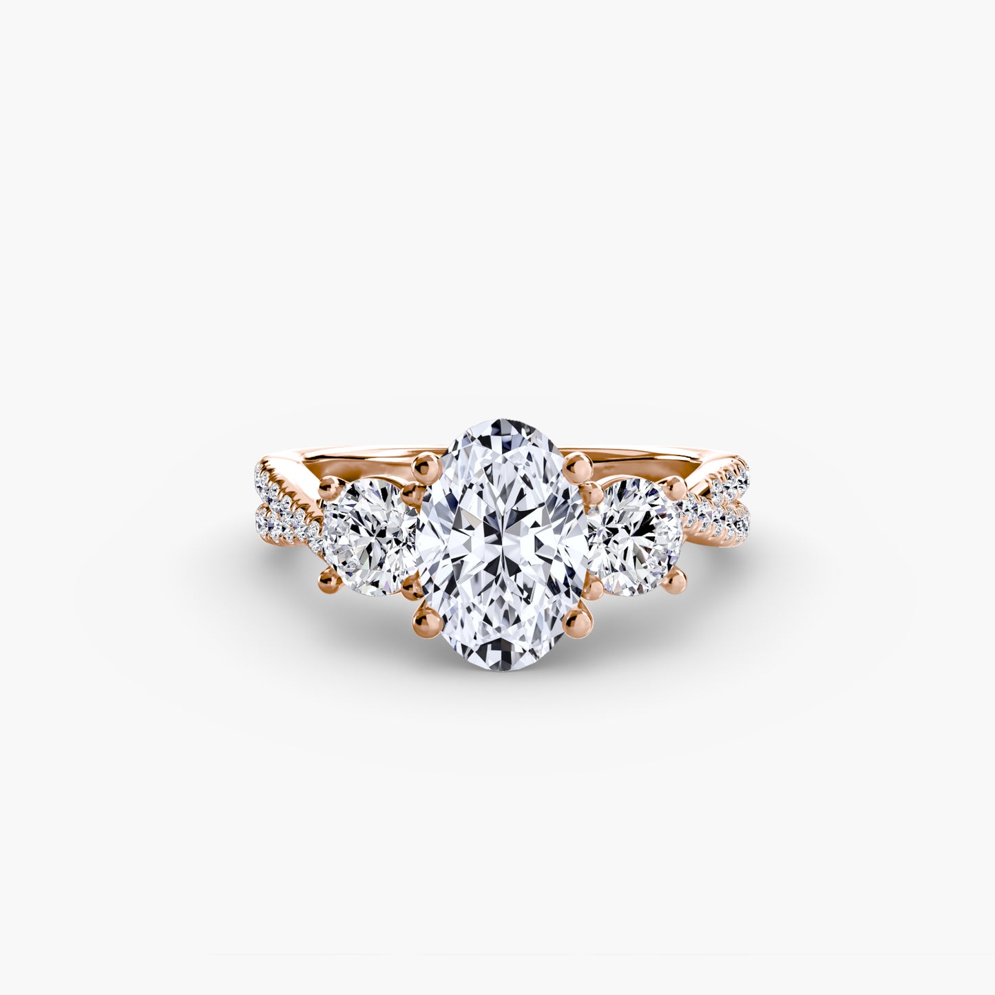 2.3mm | Accented Twist Three-Stone Engagement Ring