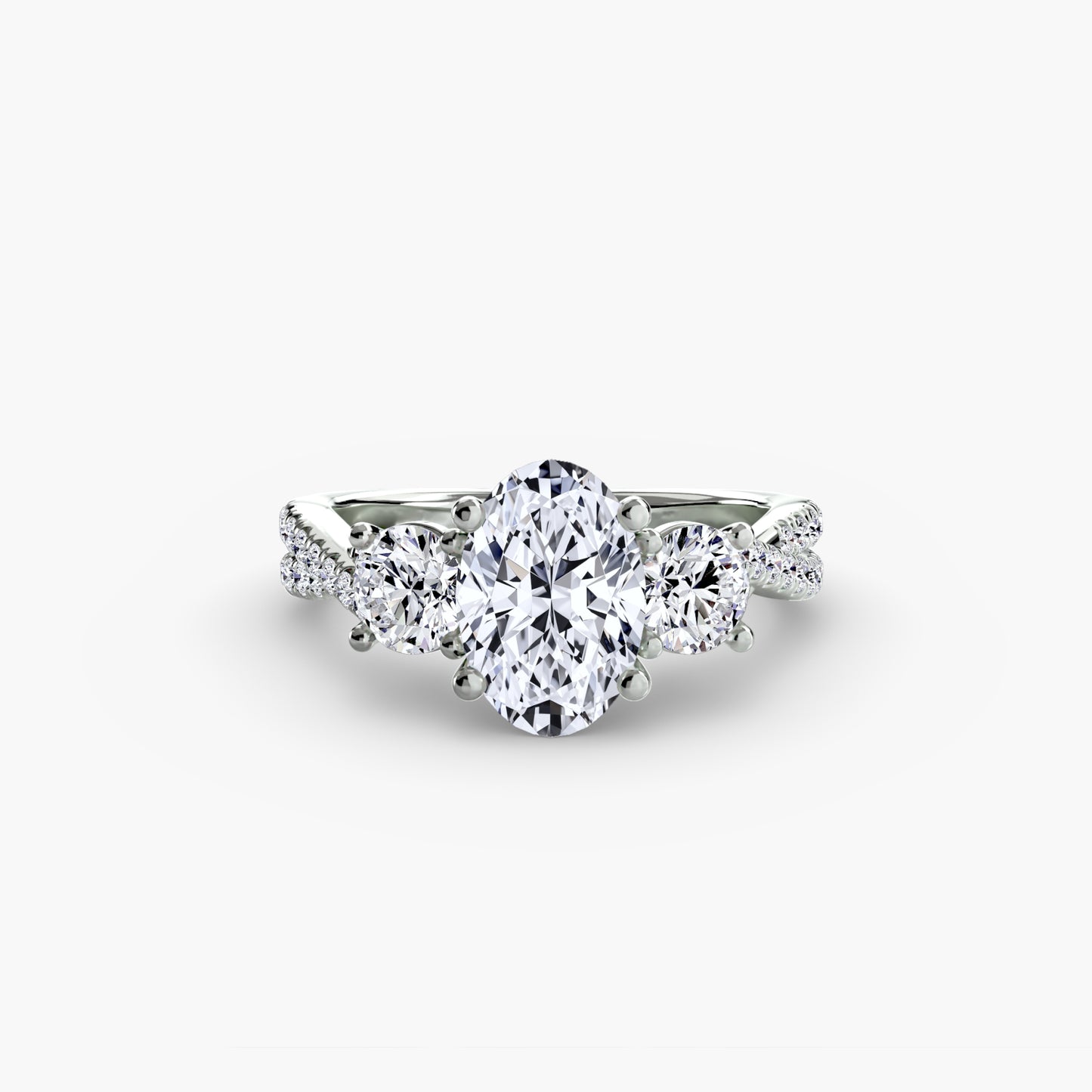 2.3mm | Accented Twist Three-Stone Engagement Ring