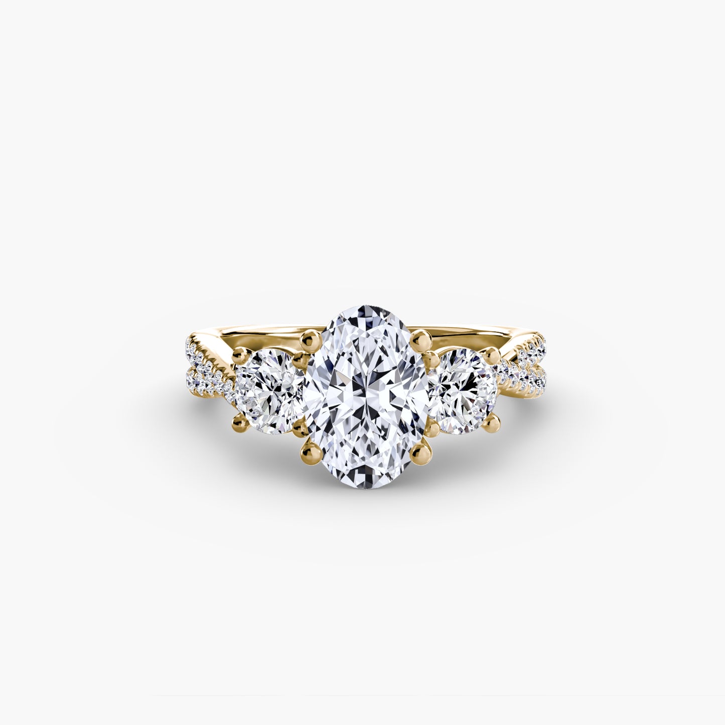 2.3mm | Accented Twist Three-Stone Engagement Ring