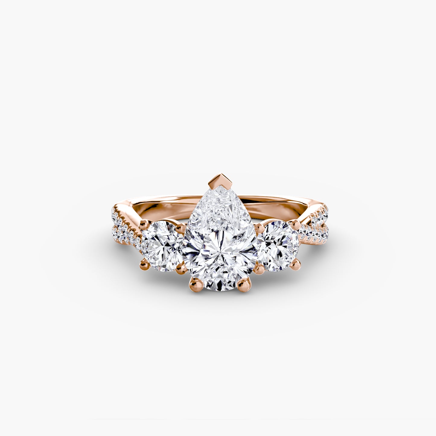 2.3mm | Accented Twist Three-Stone Engagement Ring