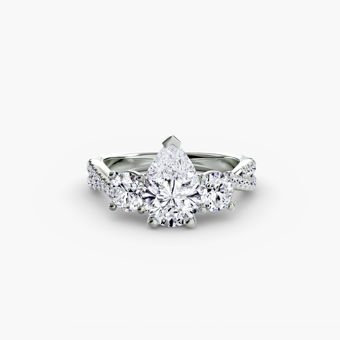 2.3mm | Accented Twist Three-Stone Engagement Ring