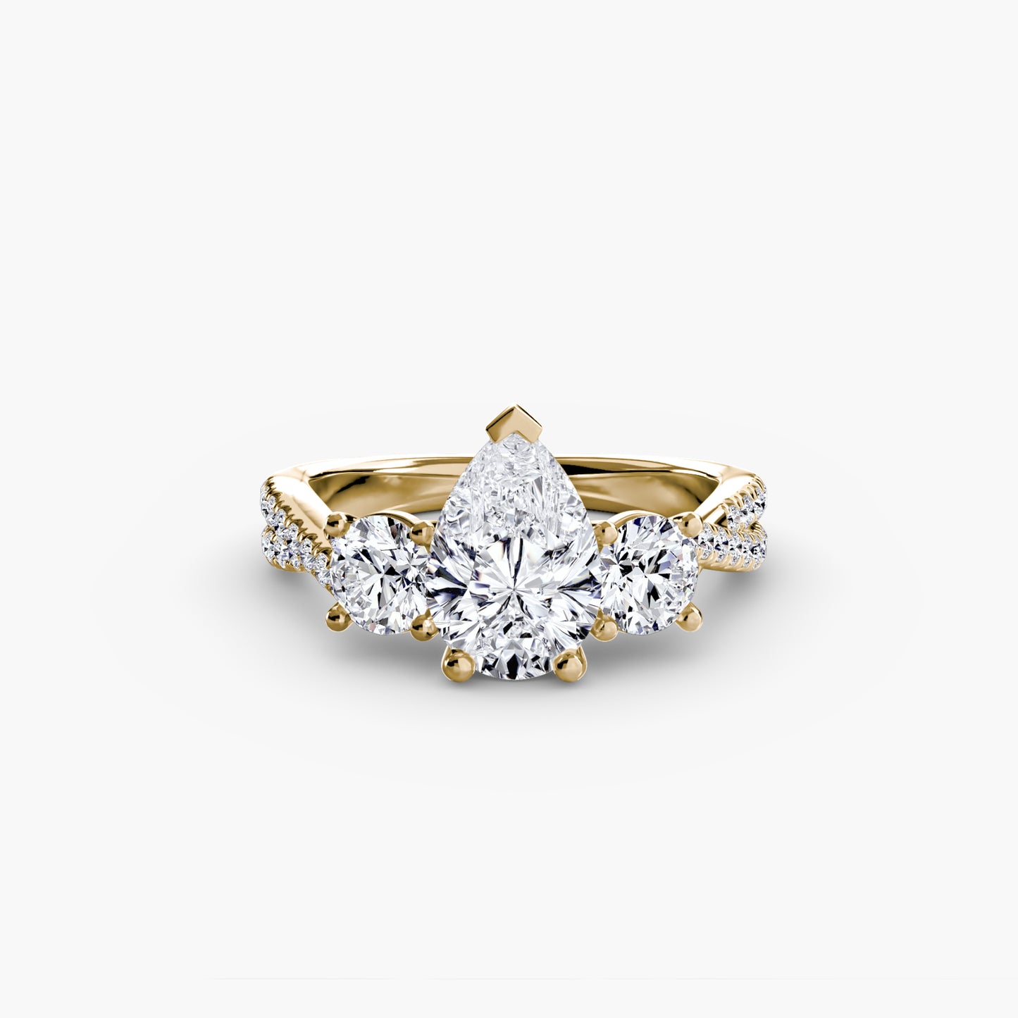 2.3mm | Accented Twist Three-Stone Engagement Ring