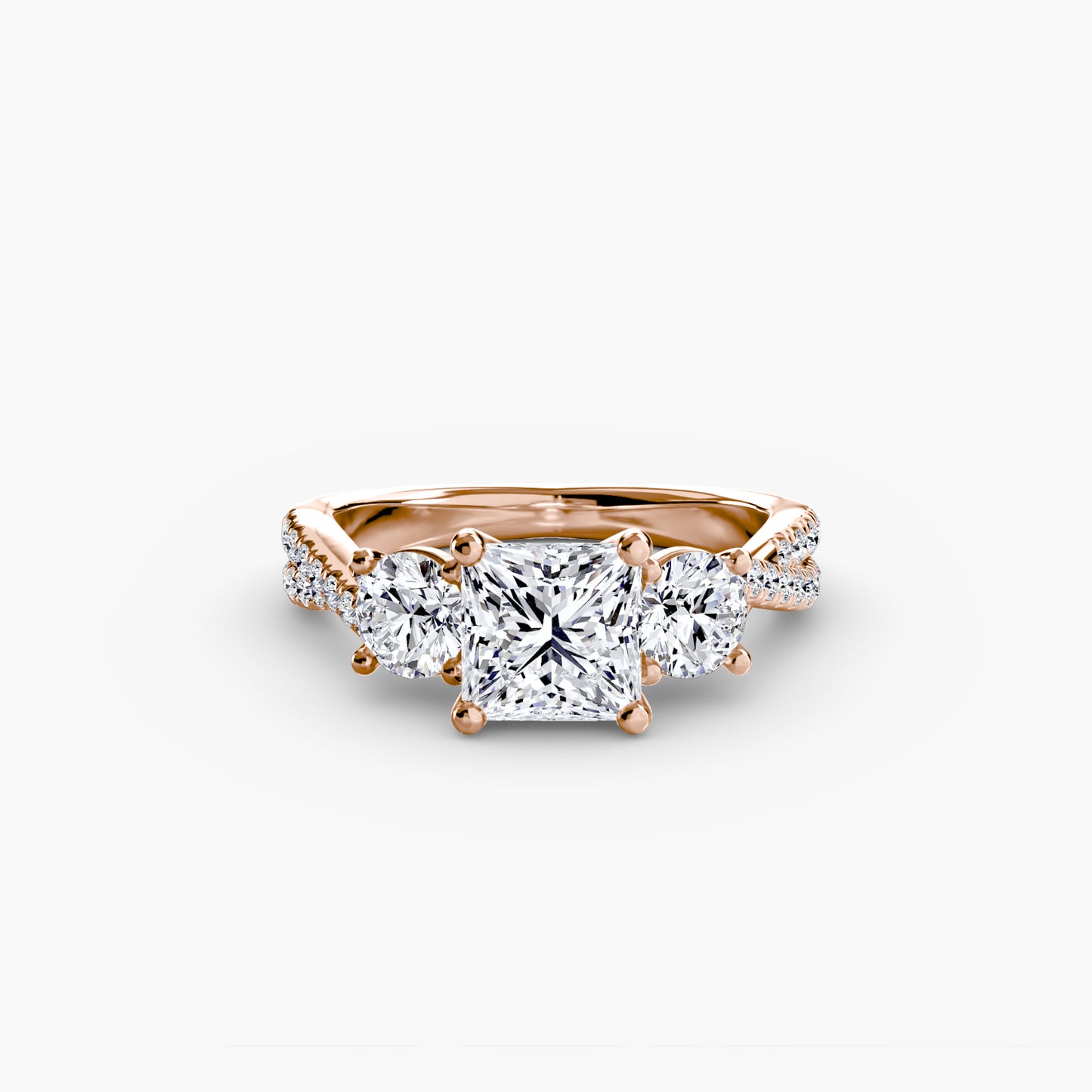 2.3mm | Accented Twist Three-Stone Engagement Ring
