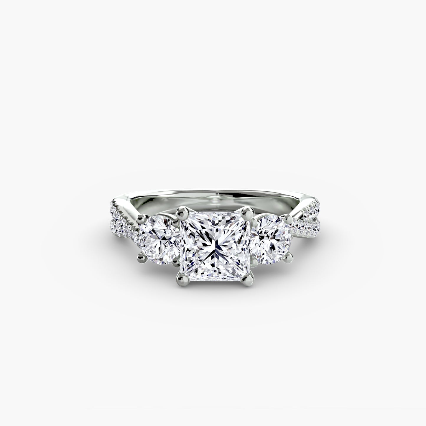 2.3mm | Accented Twist Three-Stone Engagement Ring
