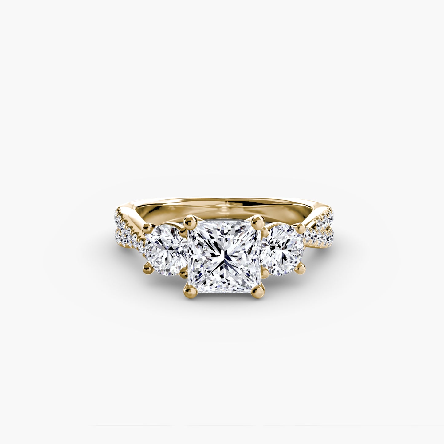 2.3mm | Accented Twist Three-Stone Engagement Ring