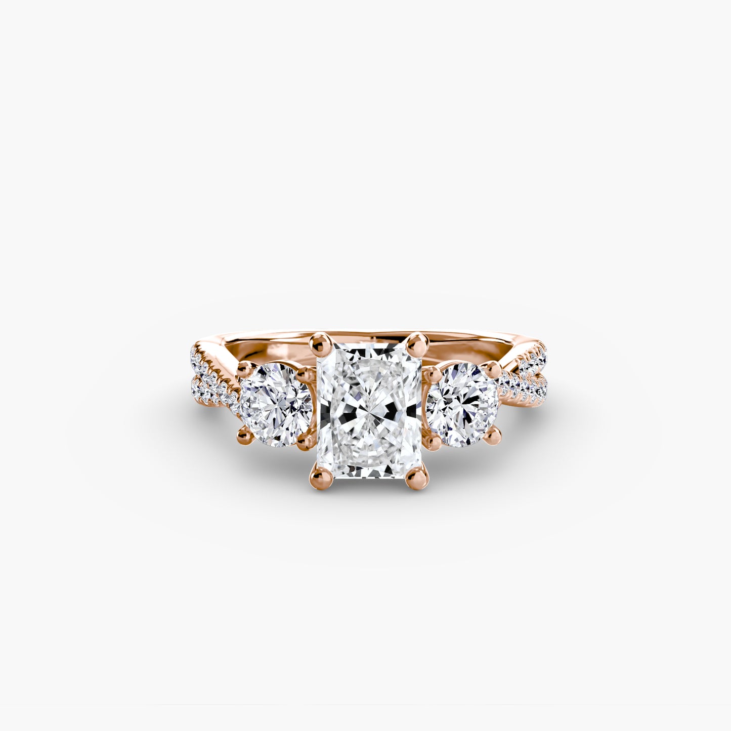 2.3mm | Accented Twist Three-Stone Engagement Ring
