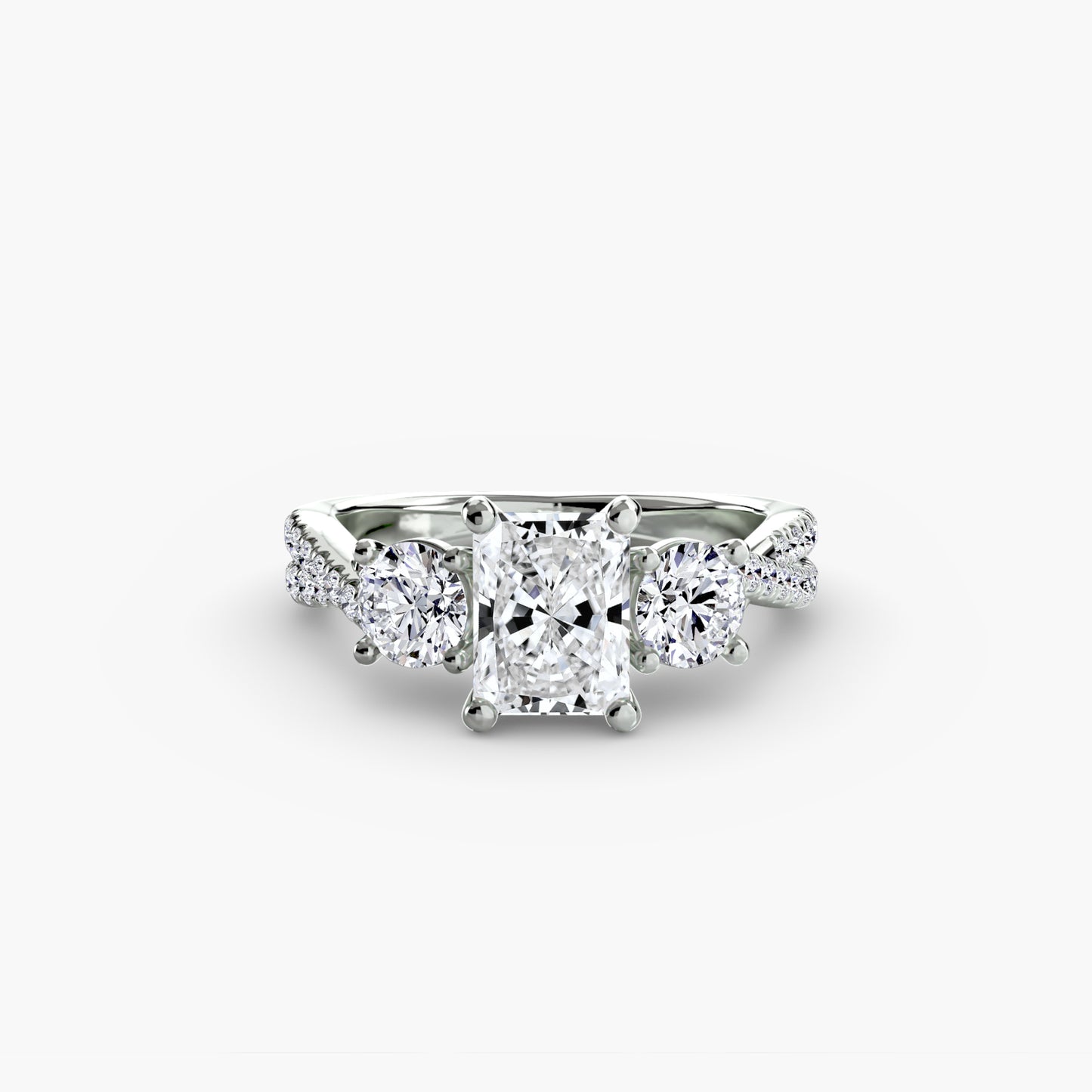2.3mm | Accented Twist Three-Stone Engagement Ring