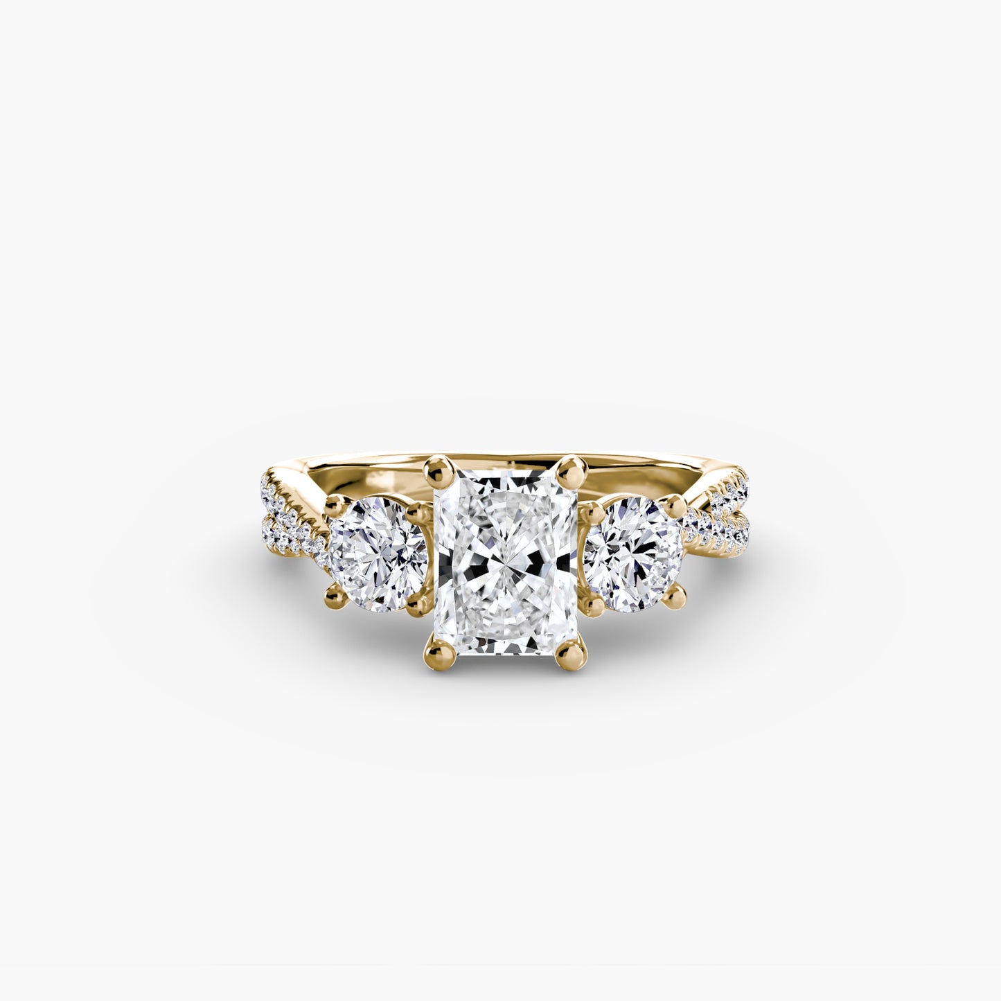 2.3mm | Accented Twist Three-Stone Engagement Ring
