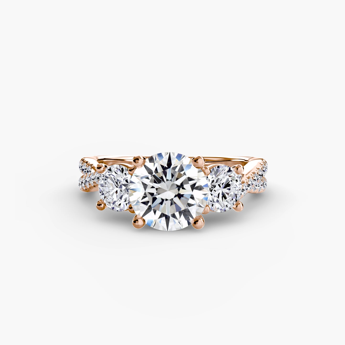 2.3mm | Accented Twist Three-Stone Engagement Ring