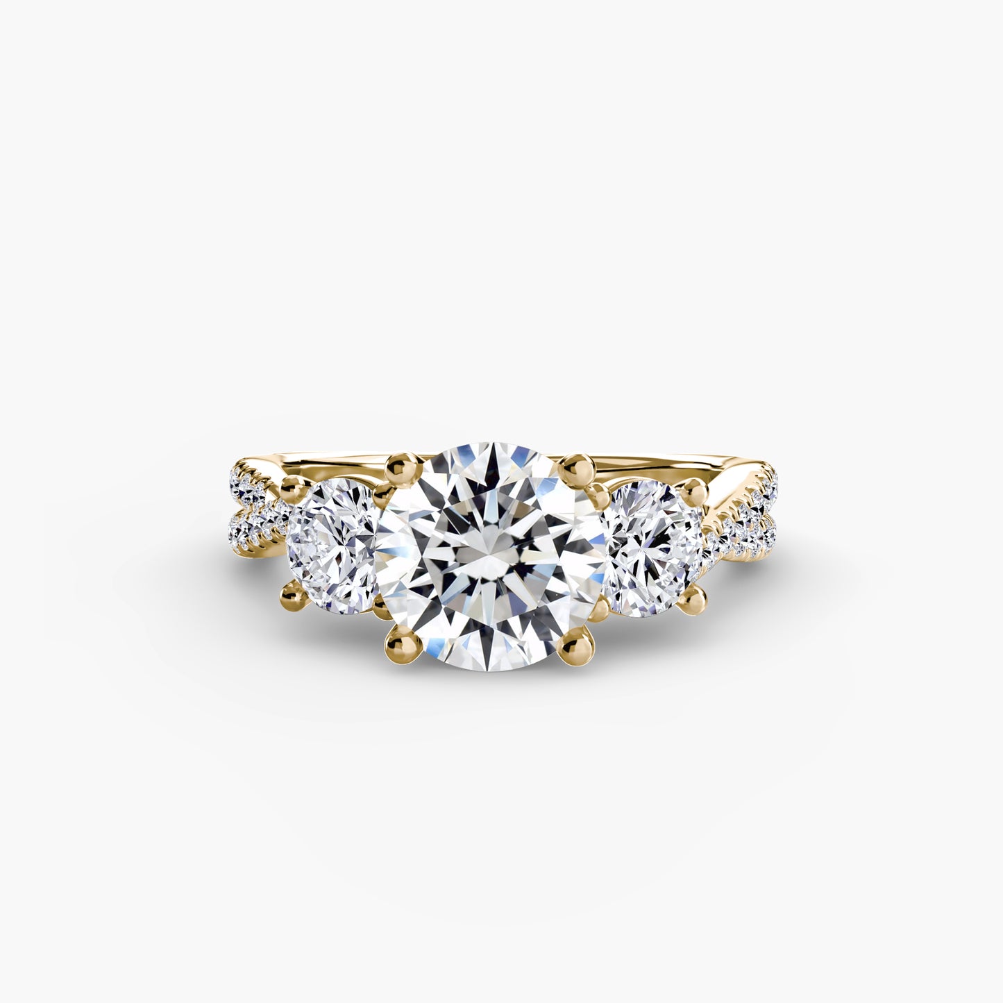 2.3mm | Accented Twist Three-Stone Engagement Ring