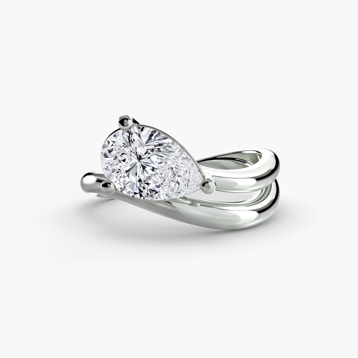 Double Wave Modern Engagement Ring