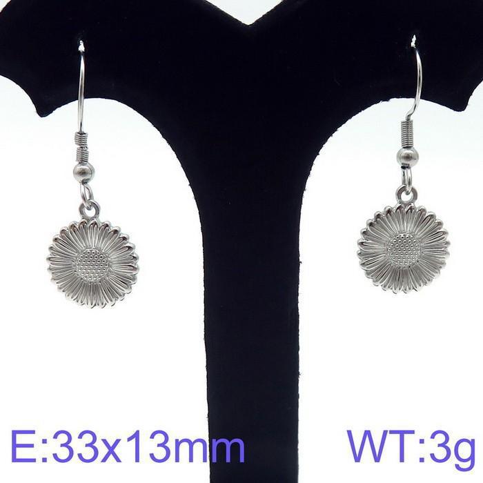 Flower Stainless Steel Hook Drop Dangle Earrings