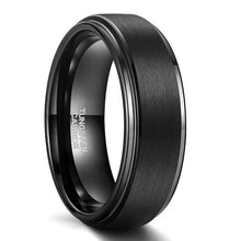 Load image into Gallery viewer, 6-8mm | Tungsten Black Brushed Center Step Band Ring
