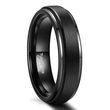 Load image into Gallery viewer, 6-8mm | Tungsten Black Brushed Center Step Band Ring
