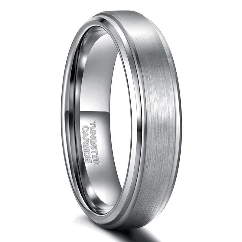 6-8mm | Tungsten Brushed Center Step Band Ring