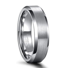 Load image into Gallery viewer, 4-8mm | Tungsten Bevel Edge Brushed Center Band Ring
