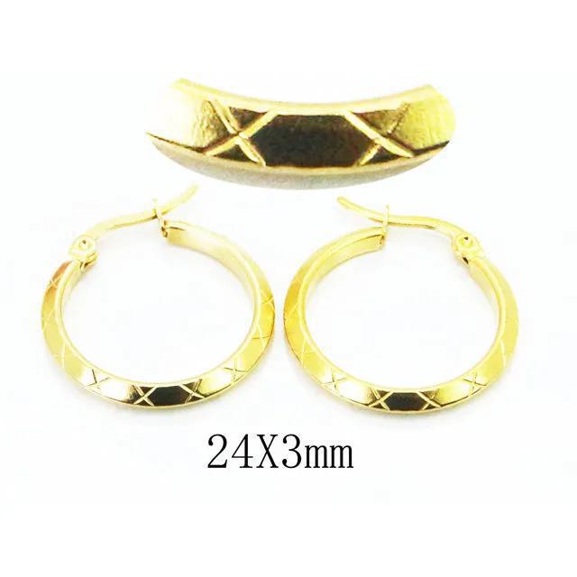 24X3mm | Fashion Gold Plated Stainless Steel Hoop Earrings