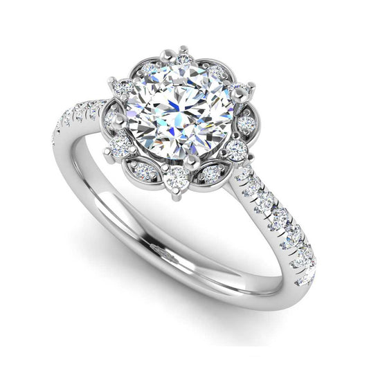 Diamond Accented Floral Engagement Ring