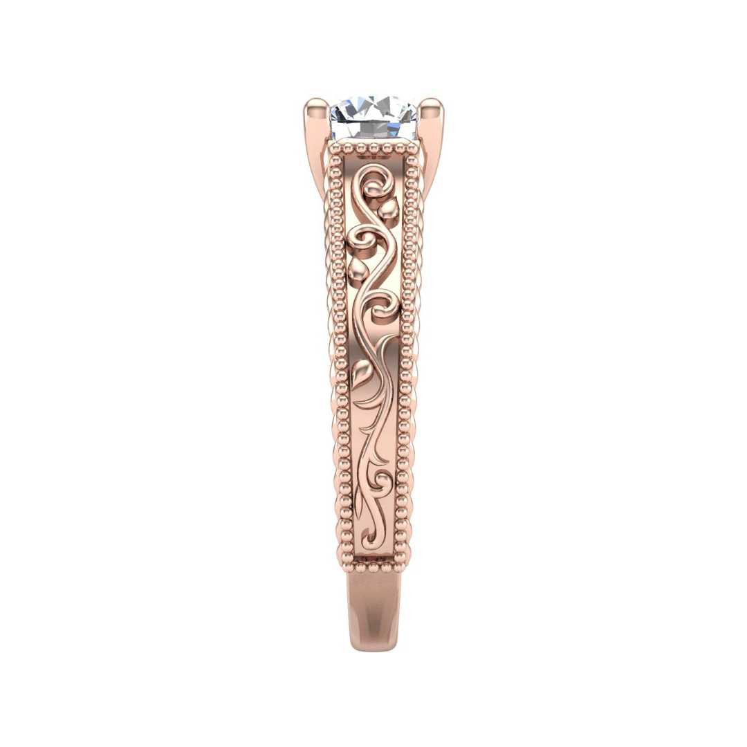 Vintage Detail Solitaire Engagement Ring