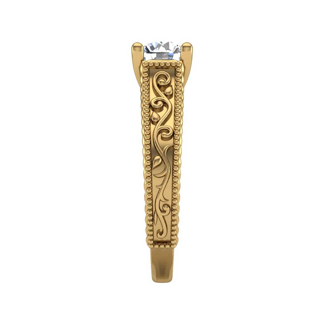 Vintage Detail Solitaire Engagement Ring