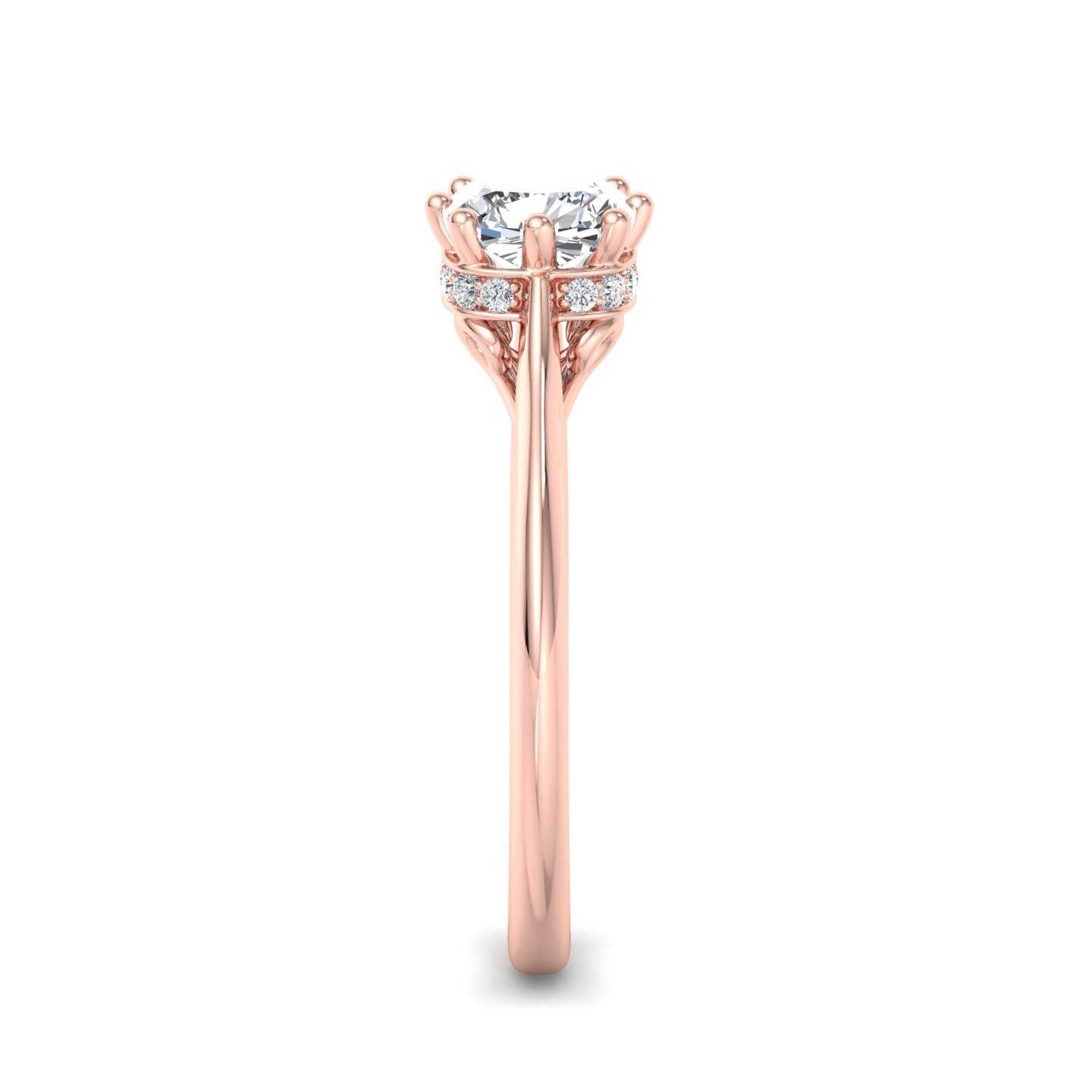 Hidden Halo Cathedral Solitaire Engagement Ring