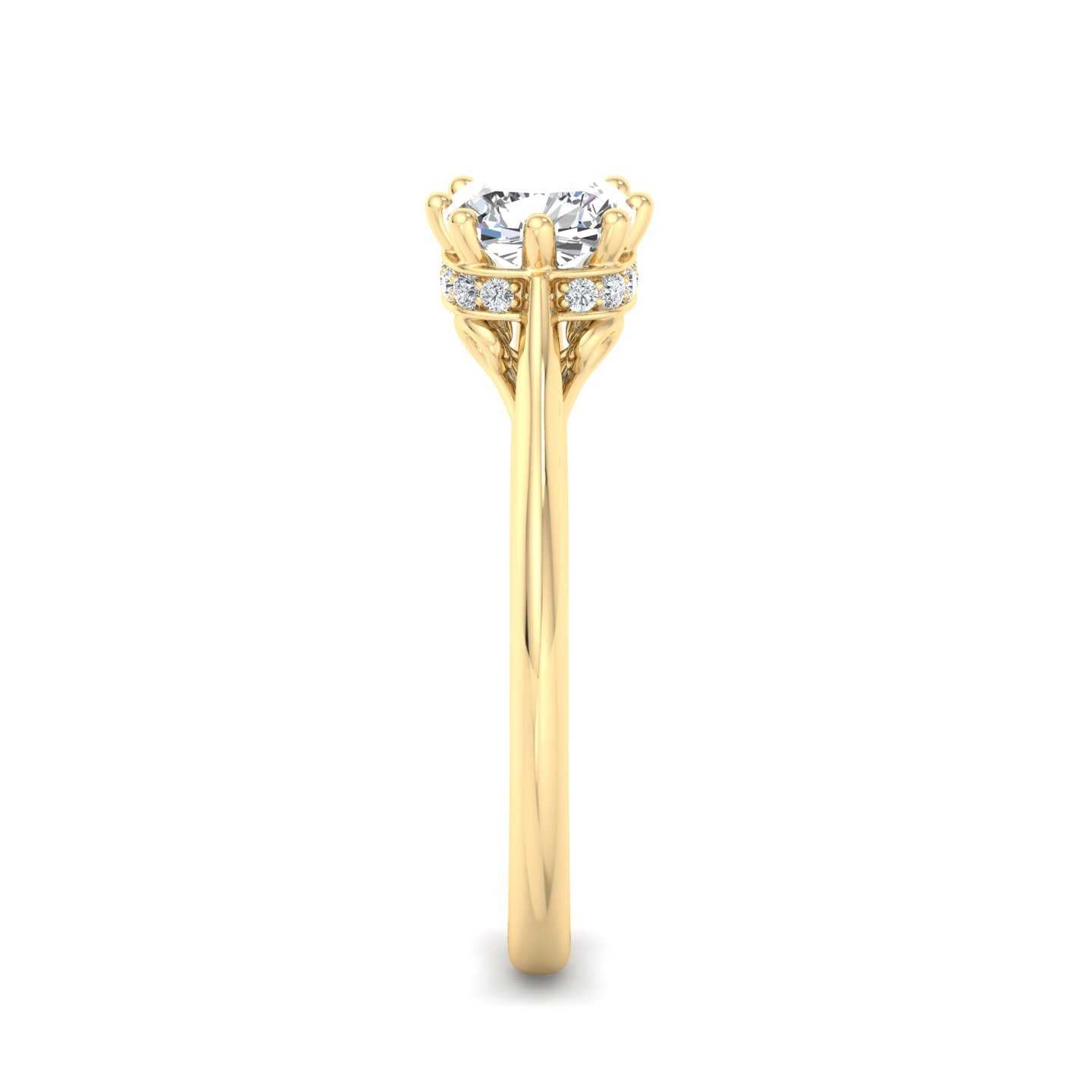 Hidden Halo Cathedral Solitaire Engagement Ring