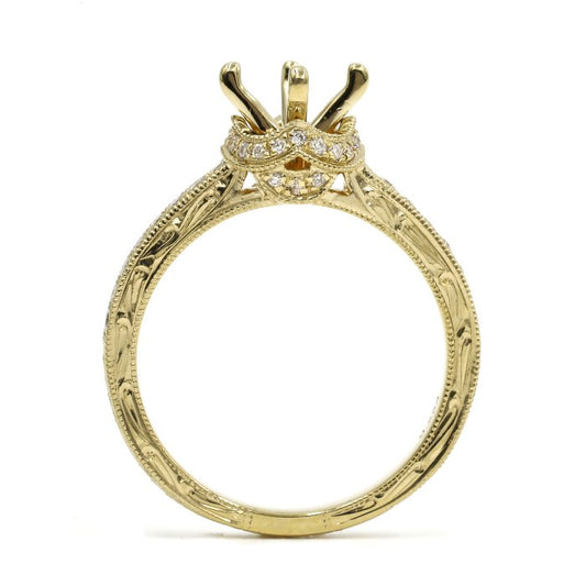 0.25ctw Vintage Accented Hidden Halo  Engagement Ring