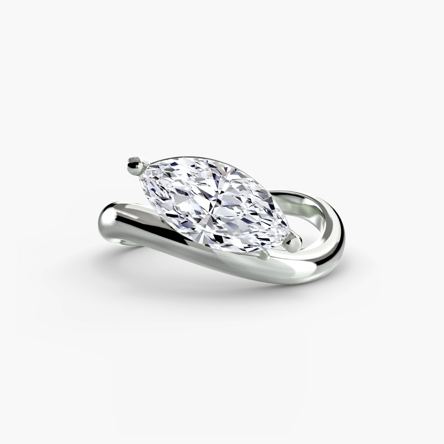 Modern Wave Solitaire Ring
