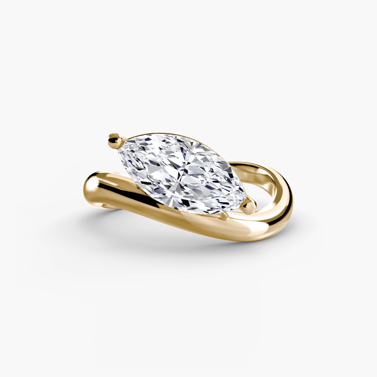 Modern Wave Solitaire Ring