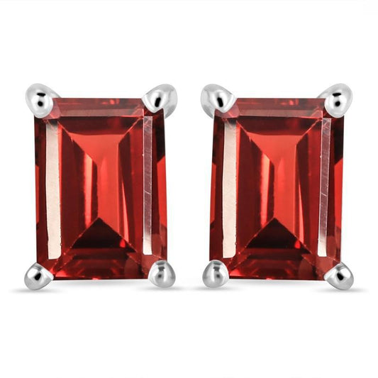5x7mm | Garnet Sterling Silver Post Stud Earrings