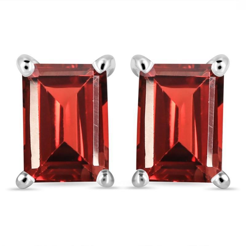 5x7mm | Garnet Sterling Silver Post Stud Earrings