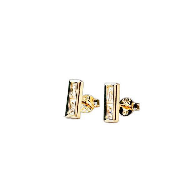 CZ Bar 18k Gold Filled Post Stud Earrings