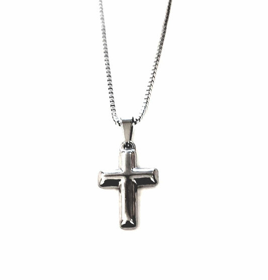 16" | 22x13mm Cross Stainless Steel Box Chain Necklace