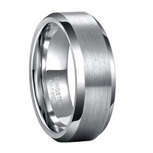 Load image into Gallery viewer, 4-8mm | Tungsten Bevel Edge Brushed Center Band Ring
