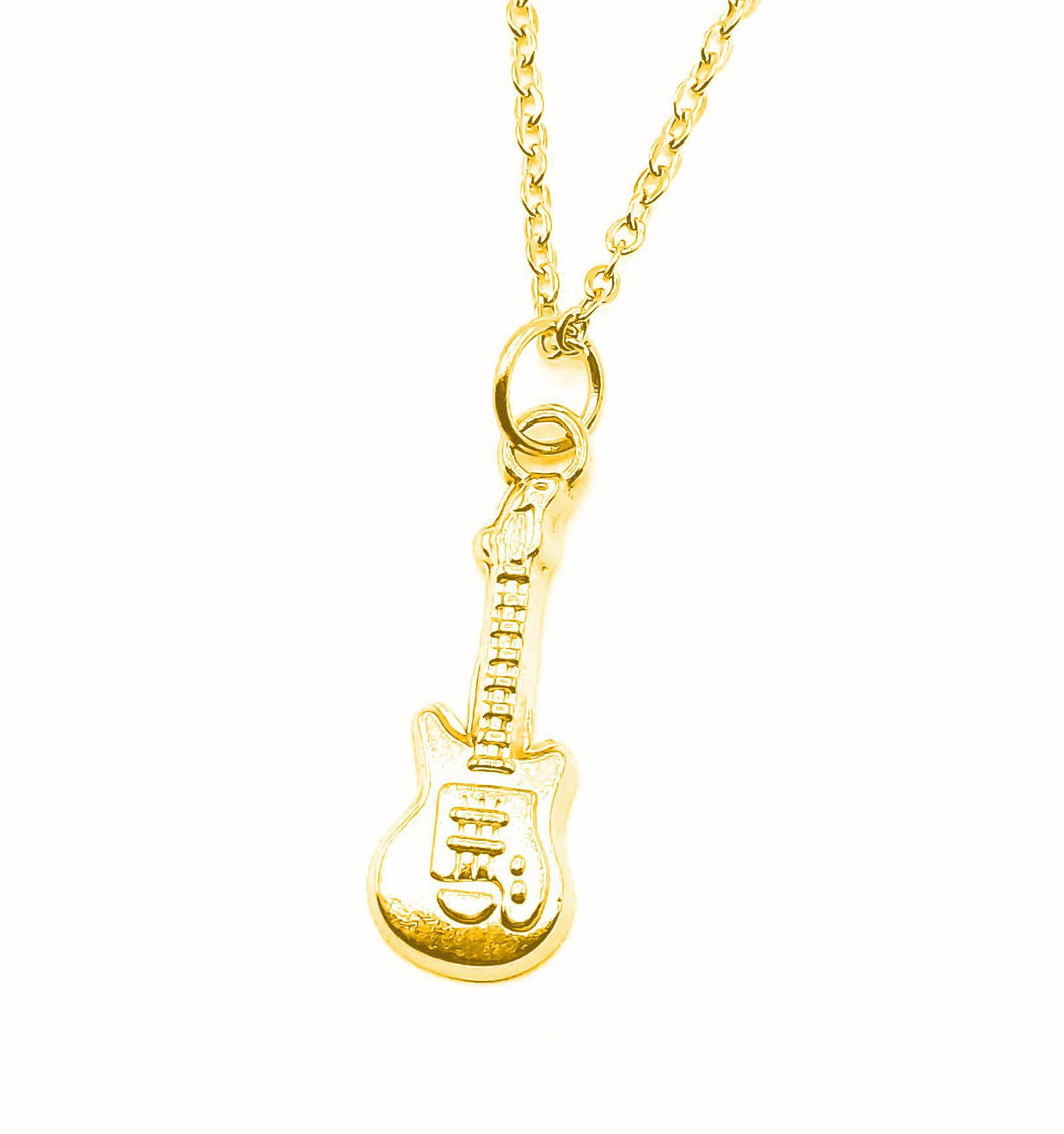 Small Guitar Gold Plated Stainless Steel Necklace - Keepsakes