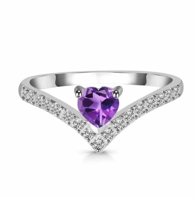 Amethyst + White Topaz Fashion Sterling Silver Ring